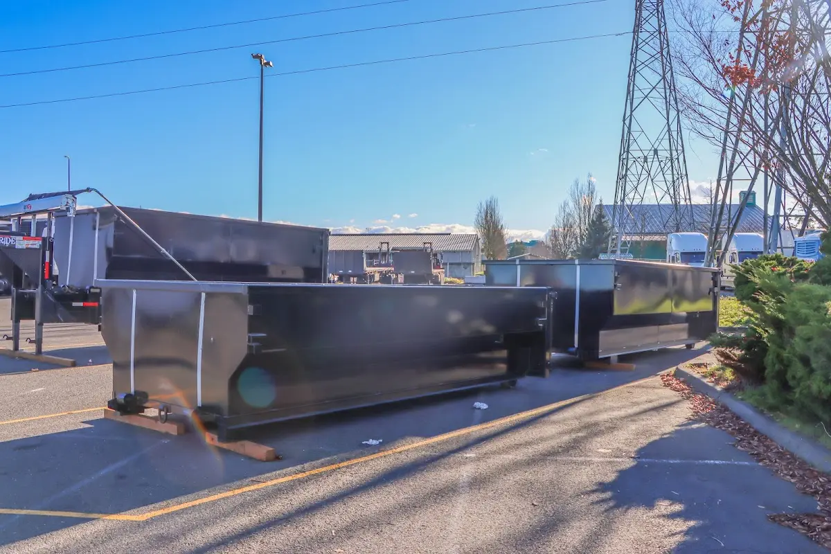 Roll-off dumpster ready for waste disposal at job site for Concrete Dumpster Rental in Vandalia